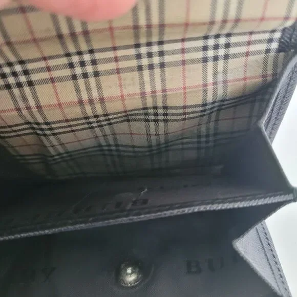 Burberry Men Designer Card Coin Bill Wallet 3in1 Black Leather Bifold Medium - Picture 8 of 14